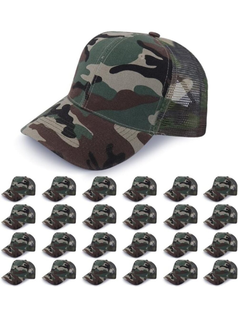 24 Pack Blank Mesh Trucker Hats - Adjustable Snapback Caps for Men & Women